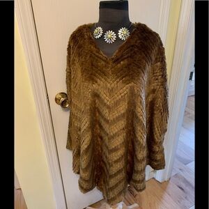 Adrienne Landau faux fur mink poncho small